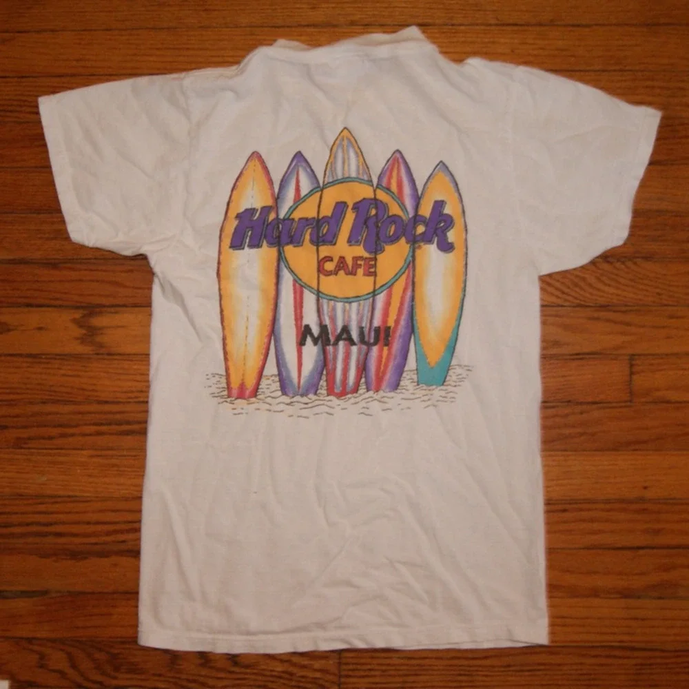 VTG 90s Hawaii Hard Rock Cafe T-Shirt Mens S White Maui Surfboards USA - Picture 3 of 8